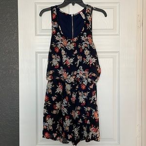 Xhilaration - Floral Romper with exposed zipper - racer back - large - NWOT